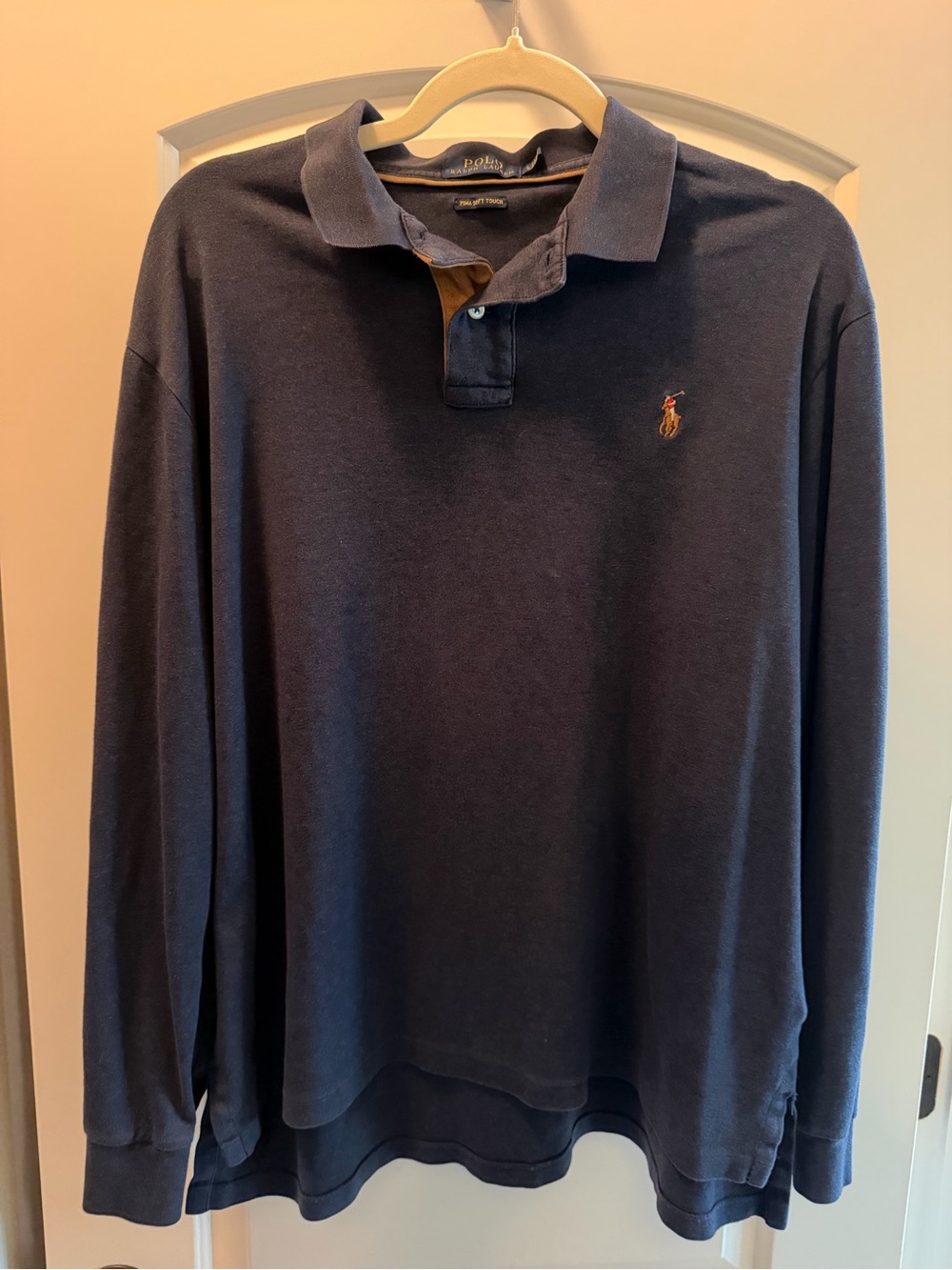 Polo by Ralph Lauren Long-Sleeve Polo Shirt in Navy with Gold Logo
